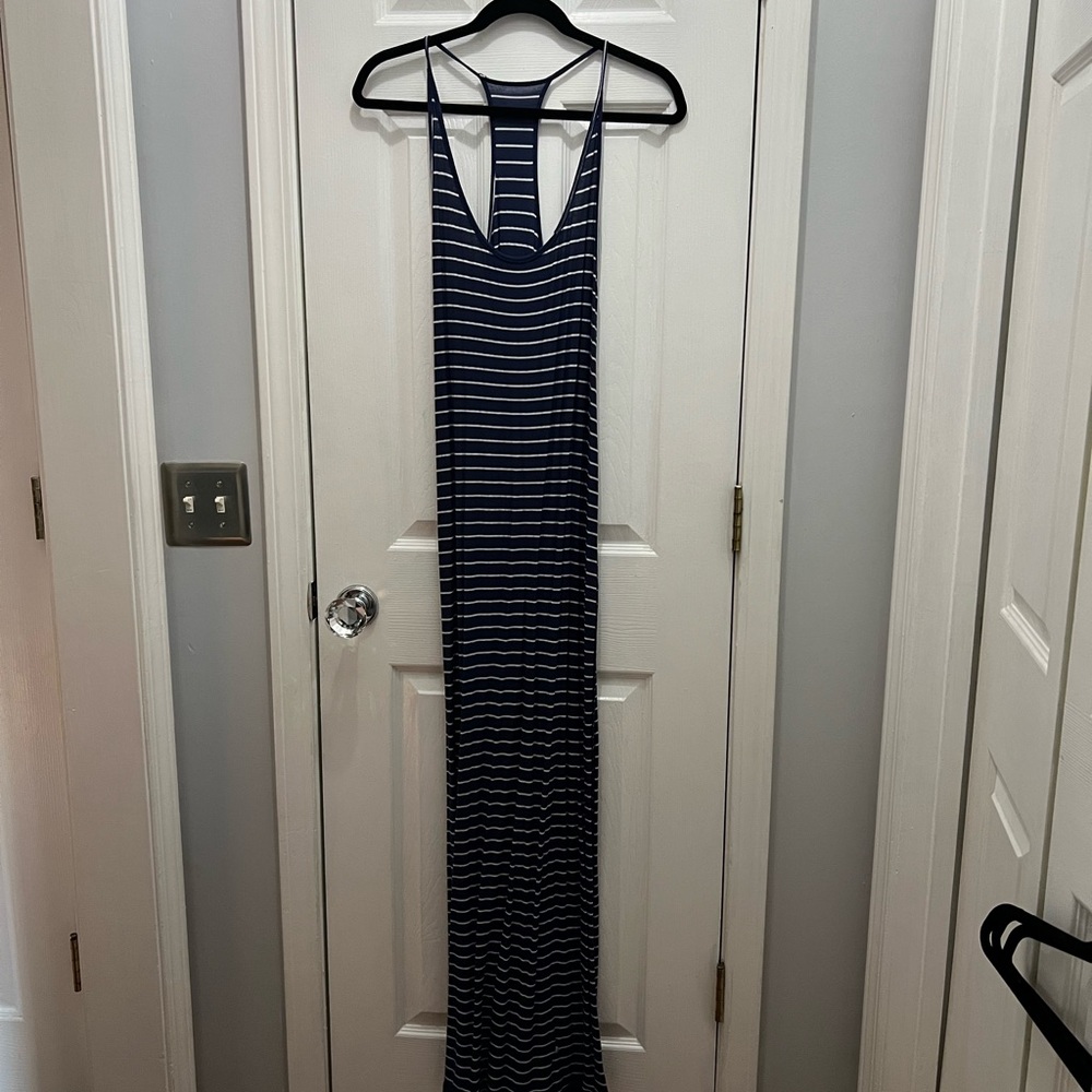 Striped Navy and White Maxi Dress